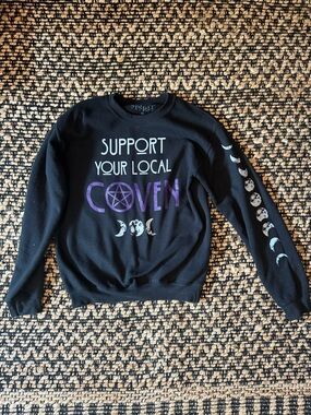 Support Your Local Coven Black Graphic Sweatshirt Size S